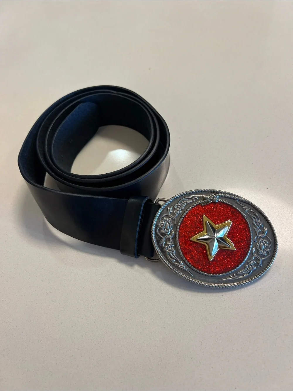 TEXAS Star Belt Buckle Y2K Faux Leather Glam Western Statement